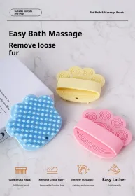 Dog Bath Brush,Pet Bath Comb Brush Soothing Massage Rubber Comb,Pet Bathing Brush (Option: LightBlue)